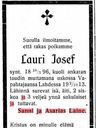 Record image of Lauri Josef Asariaanpoika Laine