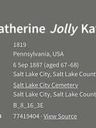 Record image of Catherine Katz (born Jolly)