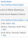 Record image of Hylie Marthena Helena Ferreira (born Bester)