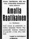 Record image of Amalia Raatikainen (o.s. Korhonen)
