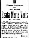Record image of Pieta Maria Pekantytär Varis (born Sinkkonen)