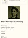 Record image of Mary Jane Elizabeth Francis (born Wilkin)