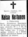 Record image of Kaisa Antintytär Kettunen (o.s. Pikkarainen)
