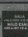 Record image of Tyyne Anja Tapanintr. Ekmark (born Hirvelä)