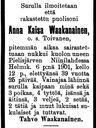 Record image of Anna Kaisa Vaakanainen (born Toivanen)