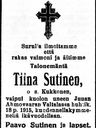 Record image of Tiina Tahvontytär Sutinen/ Turunen (born Kukkonen)