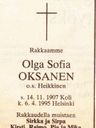 Record image of Olga Sofia Oksanen (born Heikkinen)