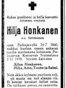 Record image of Hilja Antintytär Honkanen (born Sormunen)
