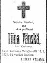 Record image of Kristiina/ Tiina Juhontytär Vänskä (born Kukkonen)