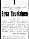 Record image of Eva Juhontytär Nevalainen (o.s. Mustonen)
