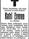 Record image of Kaisa Aatamintytär Eronen (born Muikku)