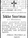 Record image of Siiri/ Sikke Paavontytär Saarimaa Gröhn (born Nevalainen)