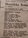 Record image of Henrika Juhontytär Niiranen