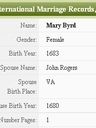 Record image of Maria Carter (born Byrd)