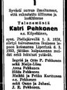 Record image of Kaisa / Caisa Antti Tr Pehkonen (o.s. Kilpeläinen)