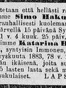 Record image of Kaisa Juhontytär "Katarina" Hakulinen (o.s. Immonen)