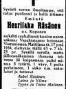 Record image of Henriikka Ollintytär Räsänen (born Koponen)