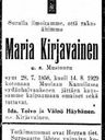 Record image of Maria Heikintytär Kirjavainen (o.s. Mustonen)