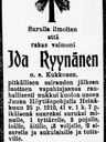 Record image of Ida Antintytär Ryynänen (born Kukkonen)