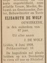 Record image of Elisabeth de Wolf (geboren Ouwerkerk)