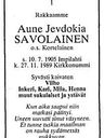 Record image of Aune / Jevdokia Ivanova Savolainen (born Kortelainen)