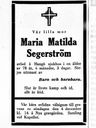 Record image of Maria Mathilda Segerström (o.s. Wilhelmsdotter)
