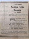 Record image of Kristiina Eriika Maunu (born Palosaari)
