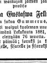Record image of Fredrika Gustava Jakobsdotter Fellman (born Gummerus)