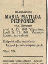 Record image of Maria Matilda Piepponen (born Iivonen)