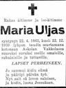 Record image of Maria Erkintytär Uljas (born Ollila)